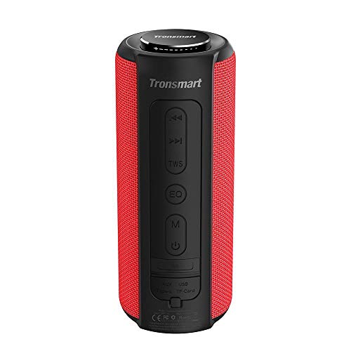 Tronsmart T6 Plus Altavoces Bluetooth 40W, Altavoz Portatiles Waterproof IPX6 con Powerbank, 15 Horas de Reproducción, Sonido Estéreo, Efecto de Triple Bajo, Speaker Bluetooth 5.0 - Rojo